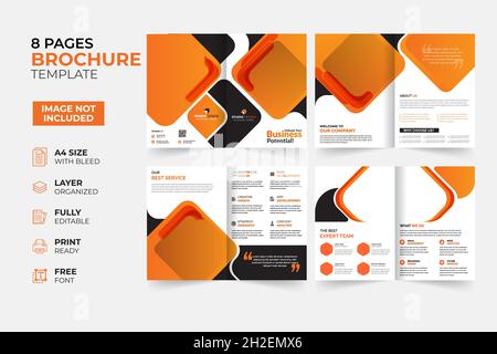 Modern & Creative Bifold Trifold Annual report Brochure Template Stock Vector