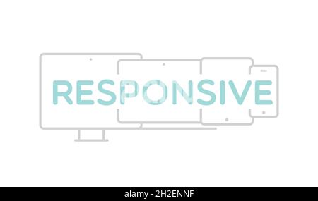 Responsive design. Mobile devices with the word "Responsive" in the middle. Vector illustration, flat design Stock Vector