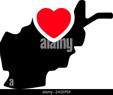I love Afghanistan, Afghanistan map and heart symbol glyph icon Stock Vector