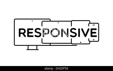 Responsive design. Mobile devices with the word "Responsive" in the middle. Vector illustration, flat design Stock Vector