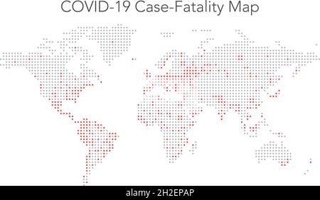 Infographic Fatality Cases Map of Coronavirus COVID-19. World map of Coronavirus. Stock Vector