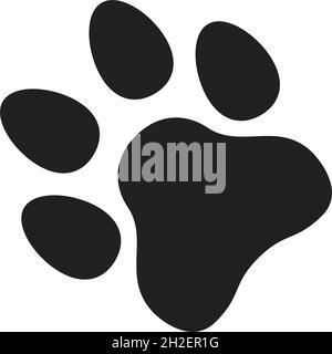 Paw print icon vector cat and dog footprint symbol in a black isolated in a glyph pictogram illustration Stock Vector