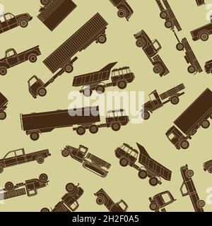 Truck and pickup truck glyph icons pattern. Vector illustration Stock Vector