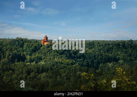 Aerial view of National Park of Sigulda and Turaida Castle - Sigulda, Latvia Stock Photo