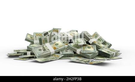 3D Stack of 100 US dollar notes Stock Photo