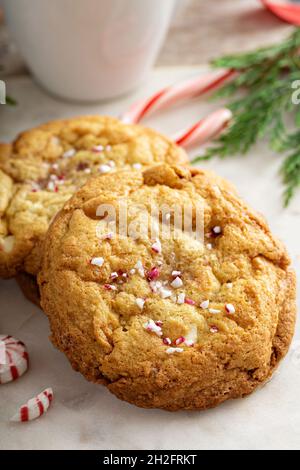 Peppermint white chocolate cookies baked for Christmas Stock Photo
