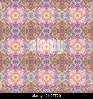 Seamless abstract psychedelic kaleidoscope fractal background pattern in vivid colors. Stock Photo