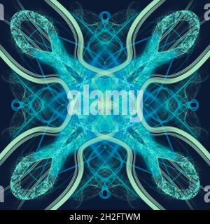 Seamless abstract psychedelic kaleidoscope fractal background pattern in vivid colors. Stock Photo