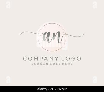 AN feminine logo. Usable for Nature, Salon, Spa, Cosmetic and Beauty Logos. Flat Vector Logo Design Template Element. Stock Vector