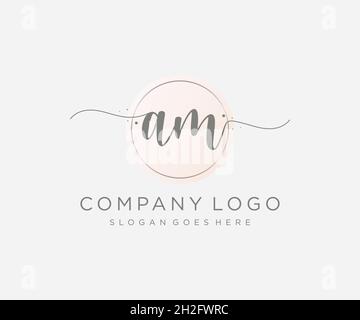AM feminine logo. Usable for Nature, Salon, Spa, Cosmetic and Beauty Logos. Flat Vector Logo Design Template Element. Stock Vector