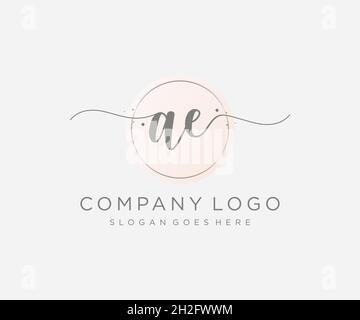AE feminine logo. Usable for Nature, Salon, Spa, Cosmetic and Beauty Logos. Flat Vector Logo Design Template Element. Stock Vector
