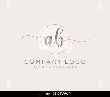 AB feminine logo. Usable for Nature, Salon, Spa, Cosmetic and Beauty Logos. Flat Vector Logo Design Template Element. Stock Vector
