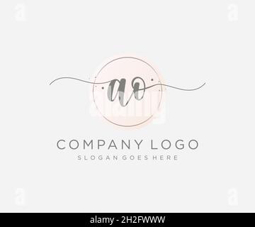 AO feminine logo. Usable for Nature, Salon, Spa, Cosmetic and Beauty Logos. Flat Vector Logo Design Template Element. Stock Vector