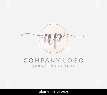 AP feminine logo. Usable for Nature, Salon, Spa, Cosmetic and Beauty Logos. Flat Vector Logo Design Template Element. Stock Vector
