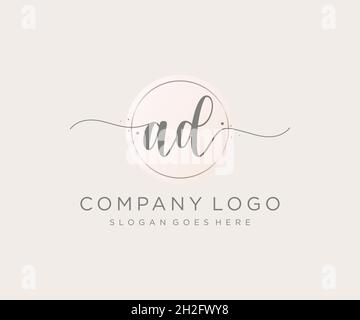 AD feminine logo. Usable for Nature, Salon, Spa, Cosmetic and Beauty Logos. Flat Vector Logo Design Template Element. Stock Vector
