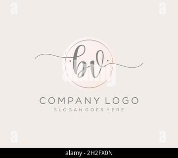 BV feminine logo. Usable for Nature, Salon, Spa, Cosmetic and Beauty Logos. Flat Vector Logo Design Template Element. Stock Vector