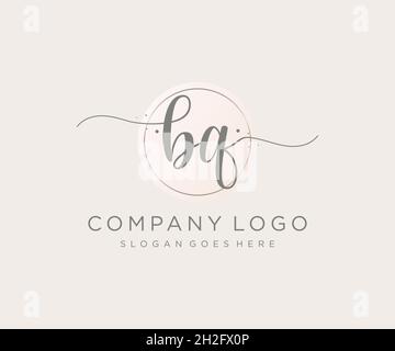 BQ feminine logo. Usable for Nature, Salon, Spa, Cosmetic and Beauty Logos. Flat Vector Logo Design Template Element. Stock Vector