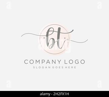 BT feminine logo. Usable for Nature, Salon, Spa, Cosmetic and Beauty Logos. Flat Vector Logo Design Template Element. Stock Vector