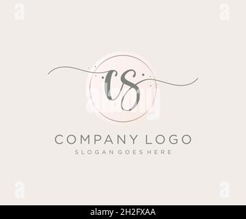 CS feminine logo. Usable for Nature, Salon, Spa, Cosmetic and Beauty Logos. Flat Vector Logo Design Template Element. Stock Vector