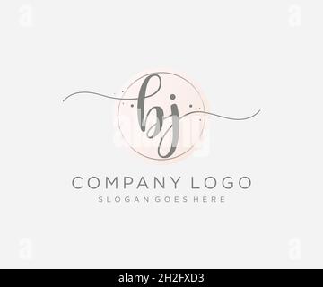 BJ feminine logo. Usable for Nature, Salon, Spa, Cosmetic and Beauty Logos. Flat Vector Logo Design Template Element. Stock Vector