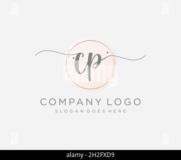 CP feminine logo. Usable for Nature, Salon, Spa, Cosmetic and Beauty Logos. Flat Vector Logo Design Template Element. Stock Vector