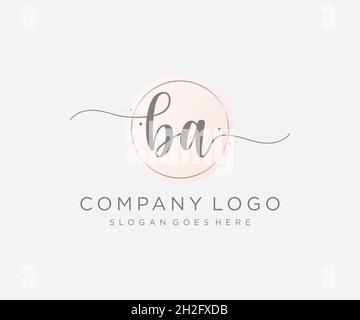 BA feminine logo. Usable for Nature, Salon, Spa, Cosmetic and Beauty Logos. Flat Vector Logo Design Template Element. Stock Vector