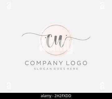 CU feminine logo. Usable for Nature, Salon, Spa, Cosmetic and Beauty Logos. Flat Vector Logo Design Template Element. Stock Vector