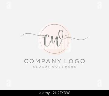 CW feminine logo. Usable for Nature, Salon, Spa, Cosmetic and Beauty Logos. Flat Vector Logo Design Template Element. Stock Vector