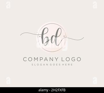 BD feminine logo. Usable for Nature, Salon, Spa, Cosmetic and Beauty Logos. Flat Vector Logo Design Template Element. Stock Vector