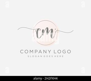 CM feminine logo. Usable for Nature, Salon, Spa, Cosmetic and Beauty Logos. Flat Vector Logo Design Template Element. Stock Vector