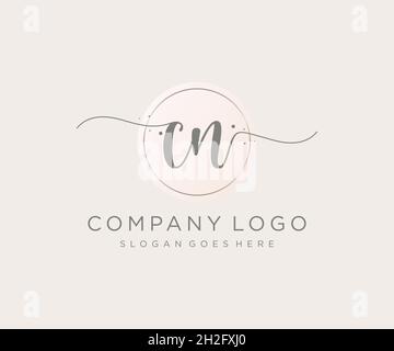 CN feminine logo. Usable for Nature, Salon, Spa, Cosmetic and Beauty Logos. Flat Vector Logo Design Template Element. Stock Vector