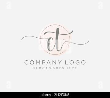 CT feminine logo. Usable for Nature, Salon, Spa, Cosmetic and Beauty Logos. Flat Vector Logo Design Template Element. Stock Vector
