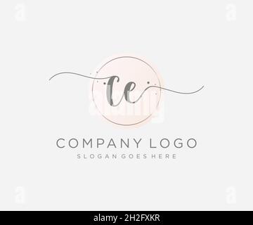 CE feminine logo. Usable for Nature, Salon, Spa, Cosmetic and Beauty Logos. Flat Vector Logo Design Template Element. Stock Vector