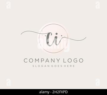 CI feminine logo. Usable for Nature, Salon, Spa, Cosmetic and Beauty Logos. Flat Vector Logo Design Template Element. Stock Vector