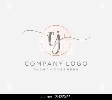 CJ feminine logo. Usable for Nature, Salon, Spa, Cosmetic and Beauty Logos. Flat Vector Logo Design Template Element. Stock Vector