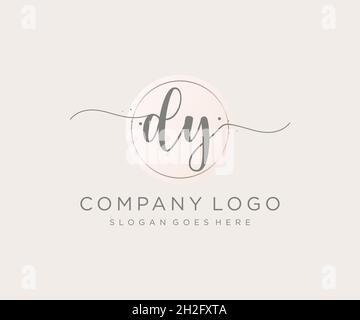 DY feminine logo. Usable for Nature, Salon, Spa, Cosmetic and Beauty Logos. Flat Vector Logo Design Template Element. Stock Vector