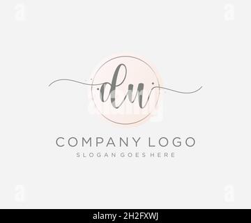 DU feminine logo. Usable for Nature, Salon, Spa, Cosmetic and Beauty Logos. Flat Vector Logo Design Template Element. Stock Vector