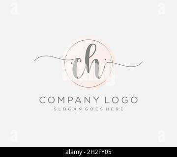 CH feminine logo. Usable for Nature, Salon, Spa, Cosmetic and Beauty Logos. Flat Vector Logo Design Template Element. Stock Vector
