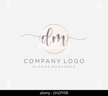 DM feminine logo. Usable for Nature, Salon, Spa, Cosmetic and Beauty Logos. Flat Vector Logo Design Template Element. Stock Vector