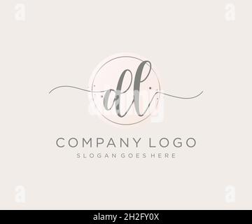 DL feminine logo. Usable for Nature, Salon, Spa, Cosmetic and Beauty Logos. Flat Vector Logo Design Template Element. Stock Vector