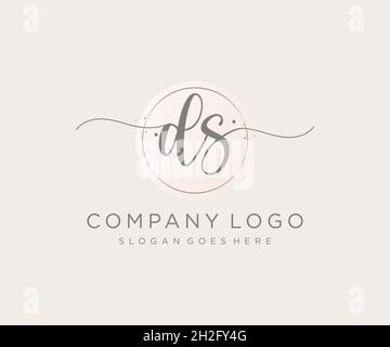 DS feminine logo. Usable for Nature, Salon, Spa, Cosmetic and Beauty Logos. Flat Vector Logo Design Template Element. Stock Vector