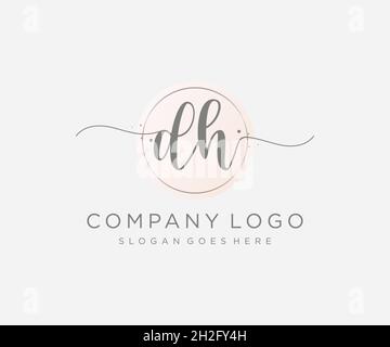 DH feminine logo. Usable for Nature, Salon, Spa, Cosmetic and Beauty Logos. Flat Vector Logo Design Template Element. Stock Vector