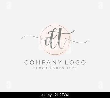 DT feminine logo. Usable for Nature, Salon, Spa, Cosmetic and Beauty Logos. Flat Vector Logo Design Template Element. Stock Vector