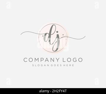 DJ feminine logo. Usable for Nature, Salon, Spa, Cosmetic and Beauty Logos. Flat Vector Logo Design Template Element. Stock Vector