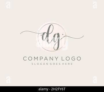 DG feminine logo. Usable for Nature, Salon, Spa, Cosmetic and Beauty Logos. Flat Vector Logo Design Template Element. Stock Vector