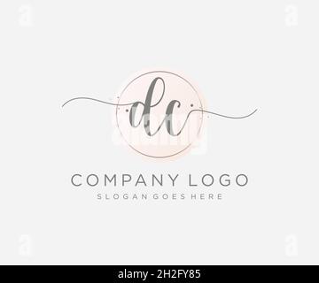 DC feminine logo. Usable for Nature, Salon, Spa, Cosmetic and Beauty Logos. Flat Vector Logo Design Template Element. Stock Vector