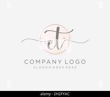 ET feminine logo. Usable for Nature, Salon, Spa, Cosmetic and Beauty Logos. Flat Vector Logo Design Template Element. Stock Vector