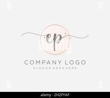 EP feminine logo. Usable for Nature, Salon, Spa, Cosmetic and Beauty Logos. Flat Vector Logo Design Template Element. Stock Vector