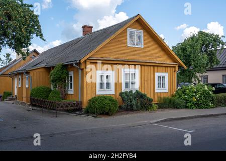 Typical Karaite Triple Windowed house - Trakai, Lithuania Stock Photo