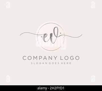 EV feminine logo. Usable for Nature, Salon, Spa, Cosmetic and Beauty Logos. Flat Vector Logo Design Template Element. Stock Vector